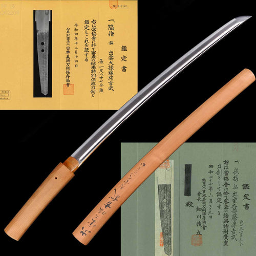 Authentic Japanese Sword for Sale - Shinto Era Wakizashi - Yoshitake, NBTHK Tokubetsu Hozon Token/Tokubetsu Kicho Token Certificate | Tozando